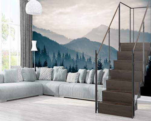 XMPMBM-Misty Forest Fabric Wallpaper Pine Forest Living Room Bedroom Bathroom - Image 3