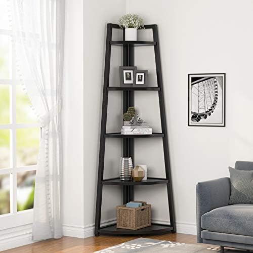 Tribesigns 70 inch Tall Corner Shelf, 5 Tier Modern Corner Bookshelf Bookcase - Image 3
