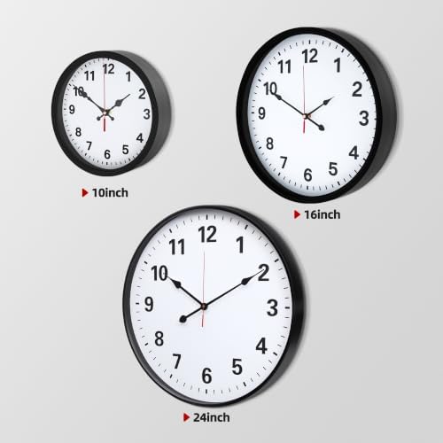 LEIKE Metal Wall Clock 16IN Black, Retro Silent Quartz Battery Operated - Image 3