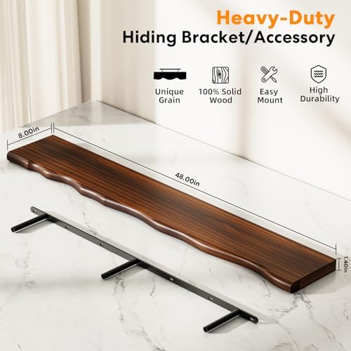 Organic Wavy Edge Floating Shelves, Hidden Brackets, 1 Pack 48 in - Image 3