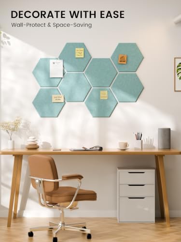Fluxynara 8-Pack Hexagon Felt Bulletin Board Tiles, Coastal Dawn - Image 6