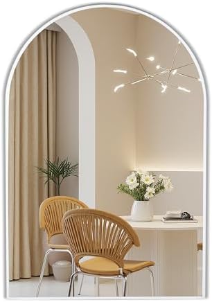White Arch Bathroom Wall Mirror, 20 x 30 Inch Arched Vanity Modern Mirror by Culer