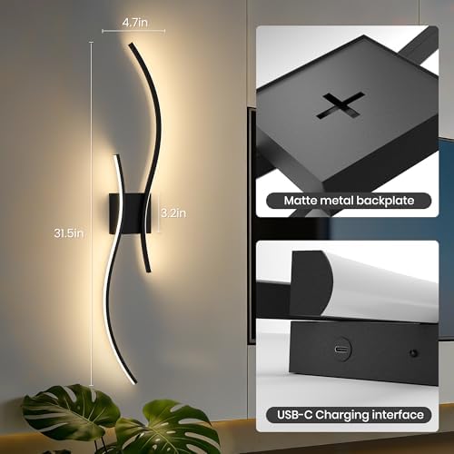 10000mAh Battery Operated Wall Sconces Set of 2, 31.5 Inch - Image 3
