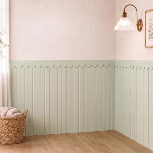 Nuanchu 1 Sets 37.8" x 118" Scalloped Wainscoting Wall Panel Kit Decor by Nuanchu
