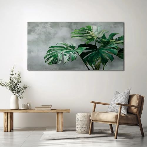 Canvas Wall Art Surreal Monstera Leaf 63" x 32" Decor Poster Prints - Image 4