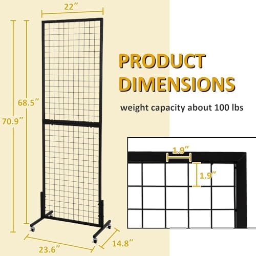 3 Packs 1.8' x 5.7' Grid Wall Panels Standing Wire Grid, Display Rack - Image 3