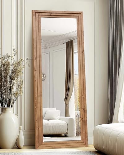 65x24in Full Length Mirror, 3-Tier Stepped Solid Wood Frame by ABSWHLM