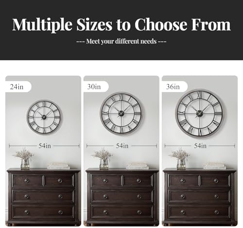 Cuspin 36 Inch Large Wall Clock Farmhouse Rustic Wood Frame Roman Numeral - Image 6