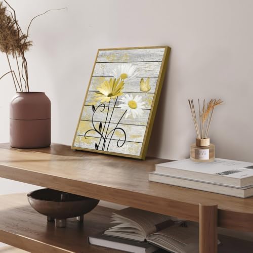 HVEST Yellow Floral Framed Wall Art - Image 5
