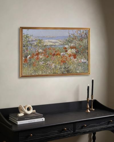 KBKBART Gold Framed Canvas Wall Art, Spring Seaside Wildflowers Wall Decor - Image 5