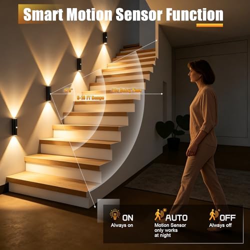 2 Pack Motion Sensor Wall Light, Rechargeable Wall Sconces - Image 2