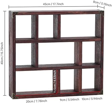 17.7x15.7-Inch Shadow Box Shelf 9-Slot Rustic Floating Shelves Larger Wall - Image 4