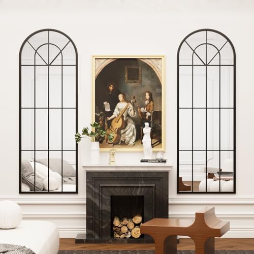 22"x 65" Arched Full Length Window Wall Mirror, Metal Framed, Arched-Top - Image 4