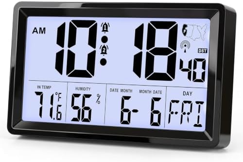 QPEUIM Atomic Clock with Indoor Temp & Humidity, Atomic Wall Clock 8.78 Inch by QPEUIM