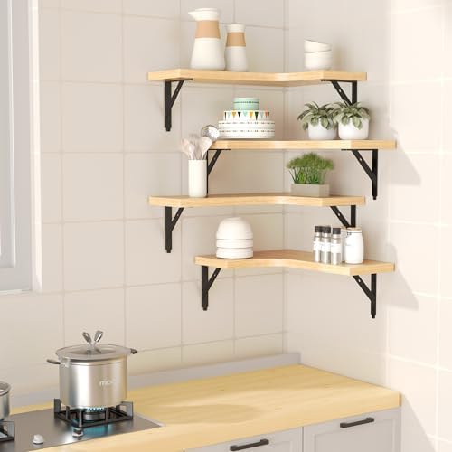 ROMGUAR CRAFT Corner Floating Shelves Wall Mounted Set of 4 - Image 2