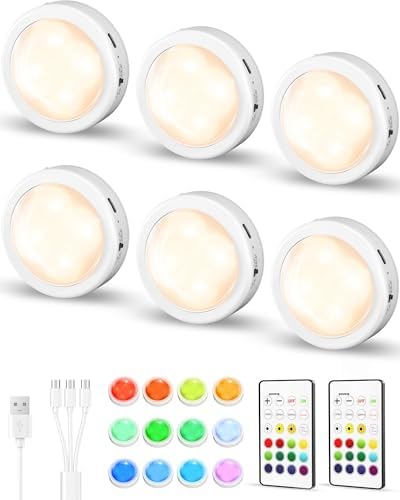 EZVALO 6-Pack RGB Rechargeable Puck Lights by EZVALO