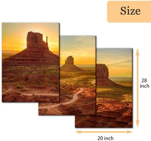 Pacimo 3 Pieces Canvas Print Wall Art Set Monument Valley Modern Walls - Image 4