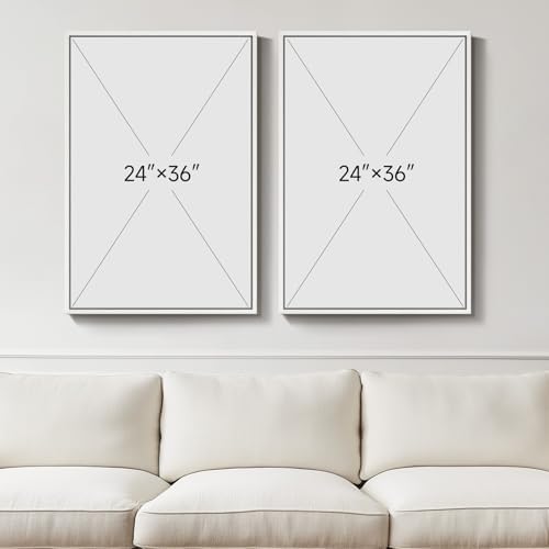 Large White Framed Blue and Gold Abstract Wall Art - Image 3