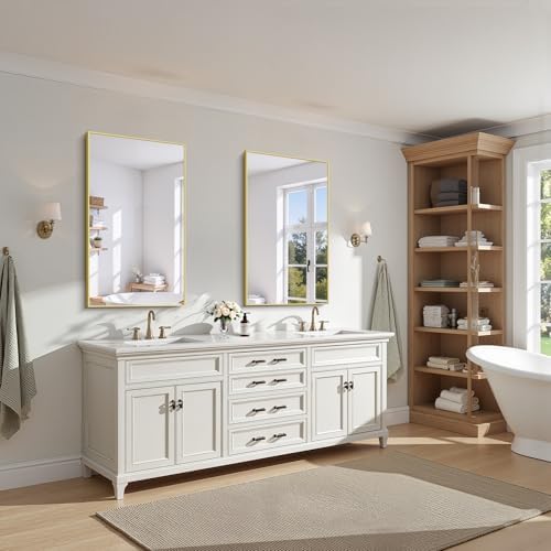 KOCUUY Gold Bathroom Mirror, HD Tempered Glass, Anti-Rust Frame, Modern Design - Image 3