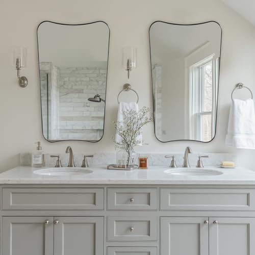 ANDY STAR Scalloped Bathroom Mirror, 24x40’’ Brushed Nickel Frame Mirror - Image 3