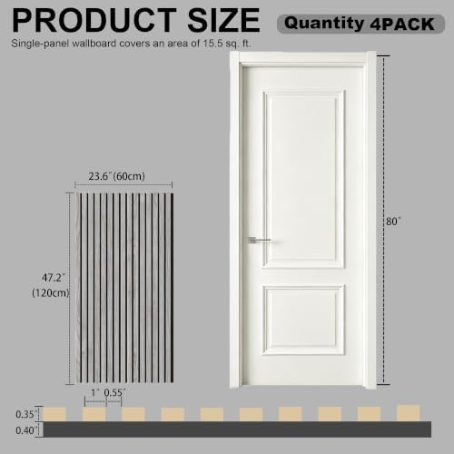 4 Pack Sound Absorbing Wood Slat Wall Panels, 47.2"x23.6" - Image 2