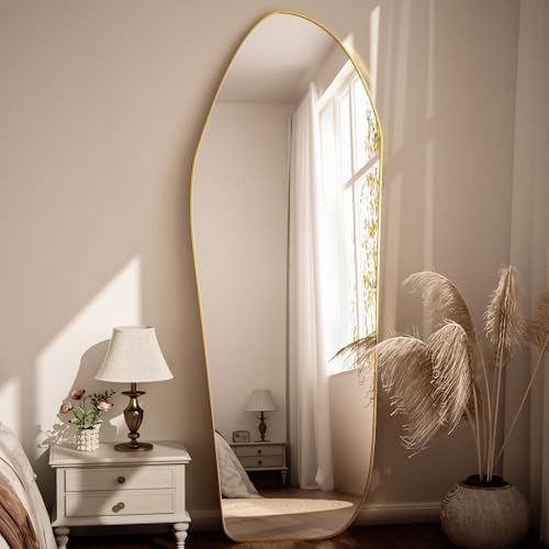 Unique Artistic Mirror Full Length Irregular 71"x26" Matte Gold - Image 5