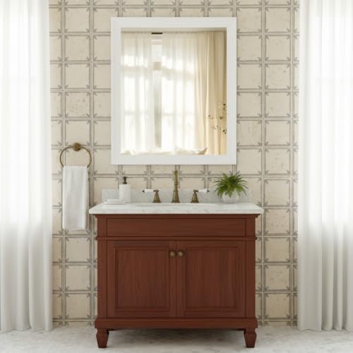 White 30 x 36 Inch Rectangle Vanity Wall Mirror - Image 5