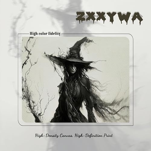 Vintage Halloween Dark Witch Canvas Wall Art, Mysterious Witch - Image 3