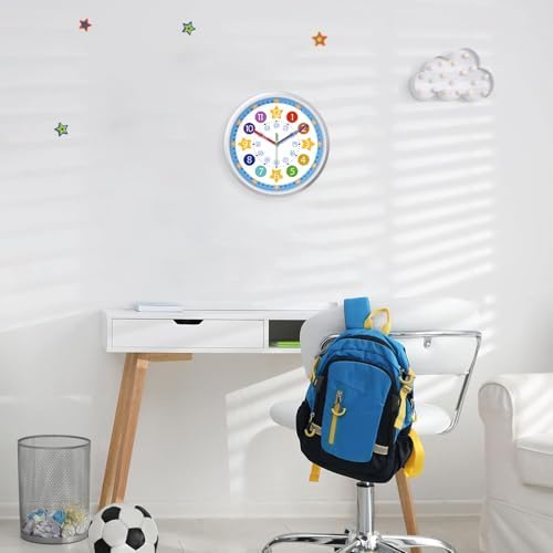 XFM Large Kids Wall Clock 16 Inch Blue Silent - Image 5