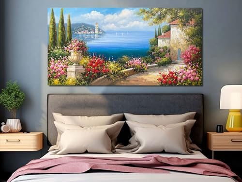 Arjun Landscape Wall Art Canvas Coastal Seascape Extra Large Framed 58"x29" - Image 4