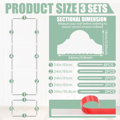 Pangda 3set Peel and Stick Wall Molding Kit 3D Premade - Image 2