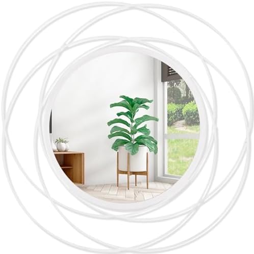 24 inch Round Mirror White, Circle Wall Mirror by HLFMVWE