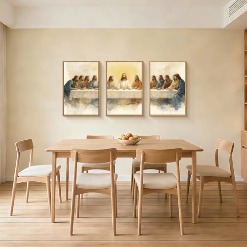 FWIEXA Jesus Last Supper Canvas Wall Art Set 3, Framed Christian Easter Decor - Image 5