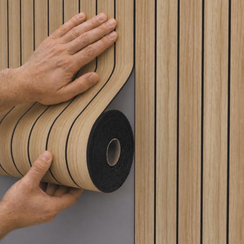 Peel and Stick Wood Slat Wall Panels, Light Yellow, 236 x 15.7 in - Image 2