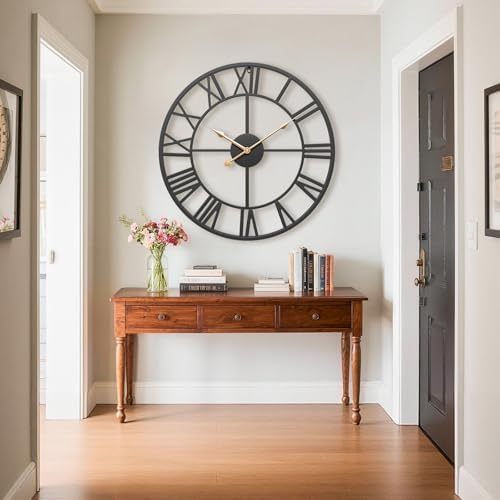 18 Inch Black Metal Roman Numerals Wall Clocks - Image 6