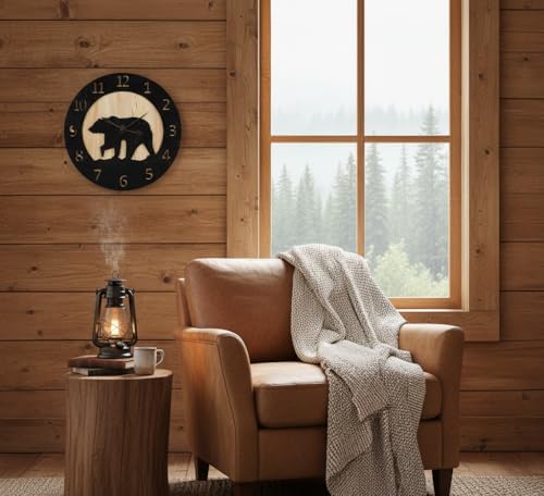 Young's Inc Wood Bear Carved Wall Clock - Image 4