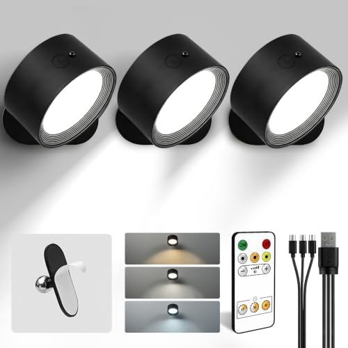 Rechargeable Wall Sconces with Remote, Magnetic Wall Lights by AMETHEUS