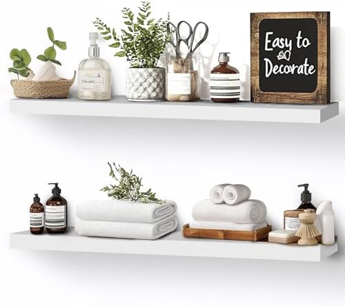 16x5.8x0.8in Floating Wall Shelves Rustic Solid Wood 2-Pack by ABSWHLM