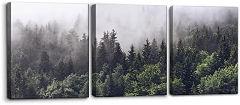 Pacimo Canvas Wall Art Fog Over Pine Tree Forest Nature Wilderness Photography by Pacimo