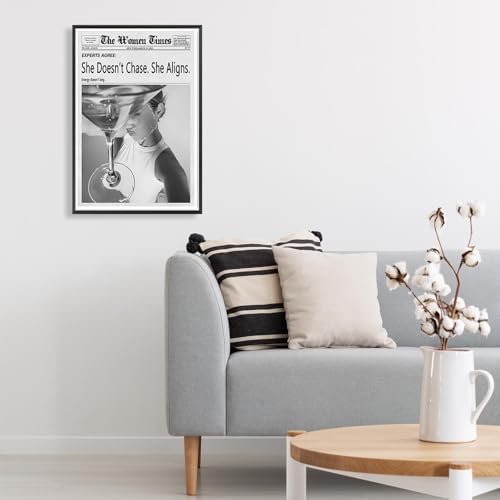 Vintage Black And White Newspaper Canvas Wall Art She Doesn'T Chase She Aligns - Image 4