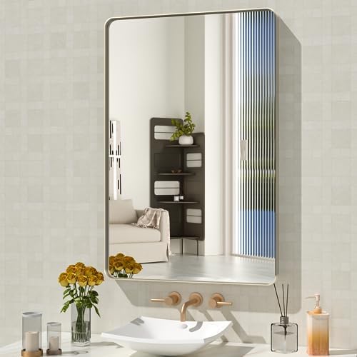 WEER Brushed Nickel Bathroom Vanity Mirror 24X36 Inch by WEER