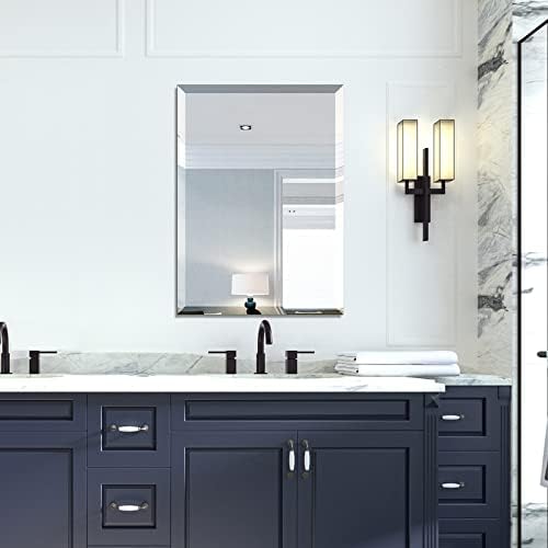 Mirrorons Beveled Mirror 20x28 Frameless Bathroom Wall Mirror Shatterproof - Image 3