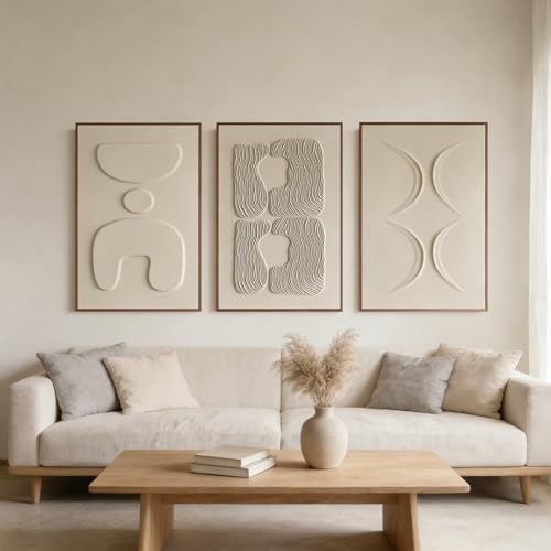 Thalasse Abstract Wall Art Large Framed 3D Sand Beige 16x24 In - Image 2