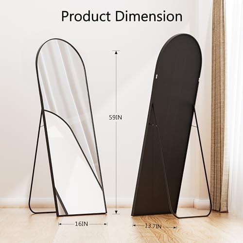 Simple Deluxe 59"x16" Arched Full Length Mirror–Black Aluminum Alloy Floor - Image 3