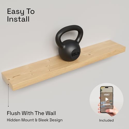 Solid Wood Floating Shelves for Wall 36 inch Long, Natural Wooden Shelf - Image 5
