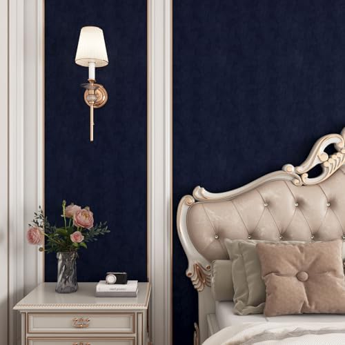 YENHOME 17.7"X590" Blue Velvet Wallpaper Peel and Stick Textured Self Adhesive - Image 2