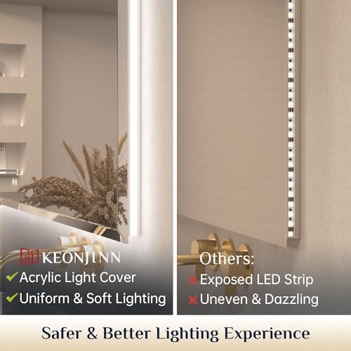 Keonjinn 28" x 36" LED Backlit Mirror, HD Tempered Glass - Image 2
