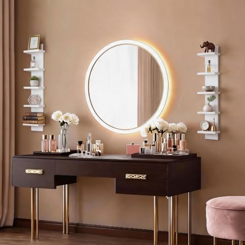 Homaterial 5 Tier Wall Shelf Unit, Small White Vertical Floating Shelf - Image 6