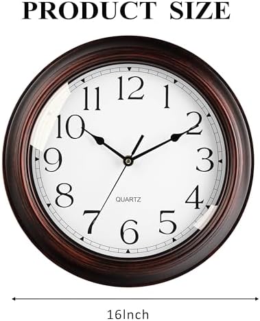 KECYET 16" Wall Clocks Battery Operated Silent Vintage - Image 2