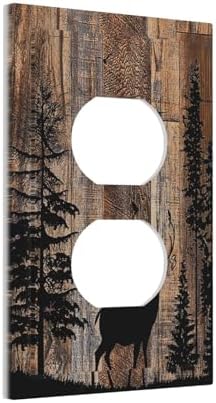 Outlet Covers Rustic Forest Antler Elk Deer Silhouettes Animals Wood Grain 1 - Image 2